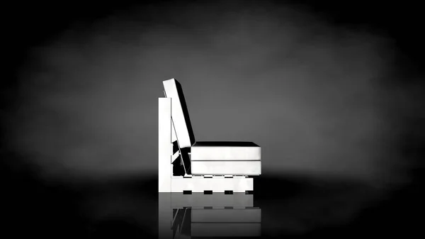 3D візуалізація білого стільця на чорному тлі — стокове фото