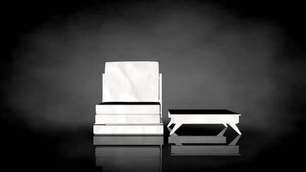 Τρισδιάστατη απεικόνιση του μια λευκή καρέκλα σε μαύρο φόντο — Φωτογραφία Αρχείου