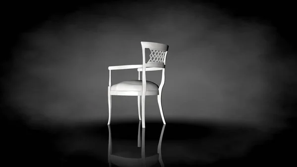 3D-weergave van een witte stoel op een zwarte achtergrond — Stockfoto