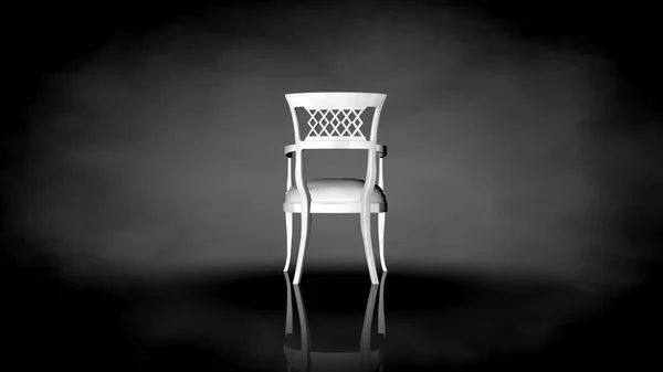 3d rendering of a white chair on a black background — Stock Photo, Image