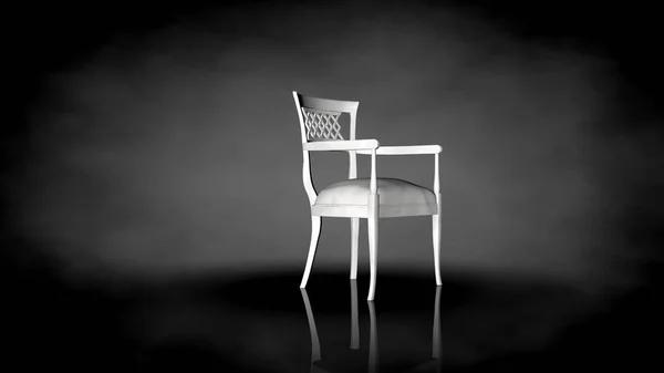 Rendering 3d di una sedia bianca su sfondo nero — Foto Stock