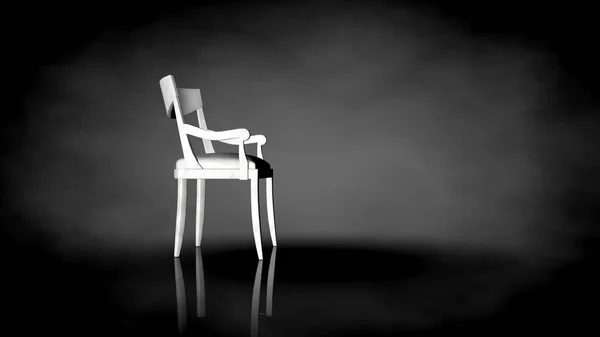 3D-weergave van een witte stoel op een zwarte achtergrond — Stockfoto