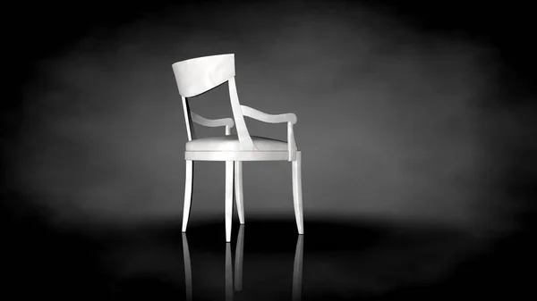 Representación 3d de una silla blanca sobre un fondo negro —  Fotos de Stock
