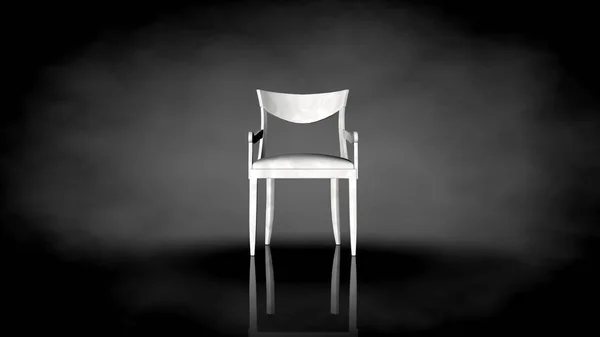 3d rendu d'une chaise blanche sur un fond noir — Photo