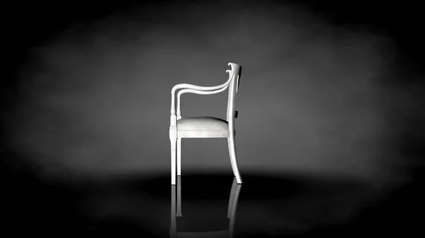 3d rendering of a white chair on a black background — Stock Photo, Image