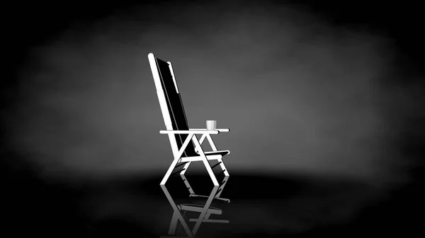 3d renderização de uma cadeira branca em um fundo preto — Fotografia de Stock