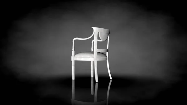 3d rendering of a white chair on a black background — Stock Photo, Image