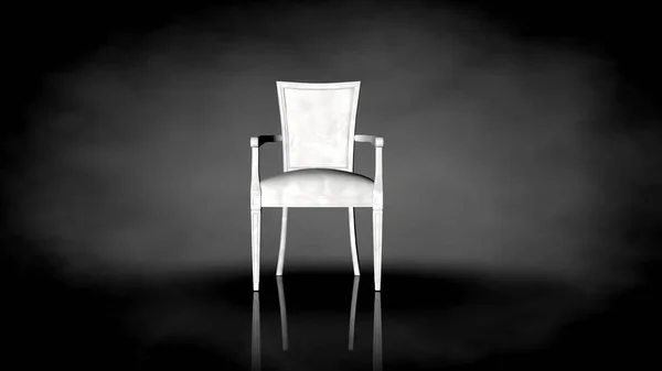 3d rendering of a white chair on a black background — Stock Photo, Image