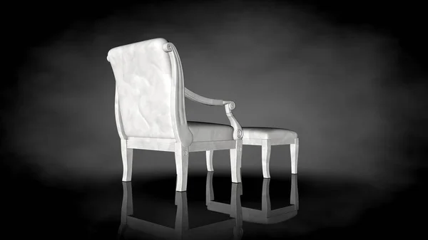 3d rendering of a white chair on a black background — Stock Photo, Image