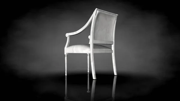 3D-rendering av en vit stol på en svart bakgrund — Stockfoto