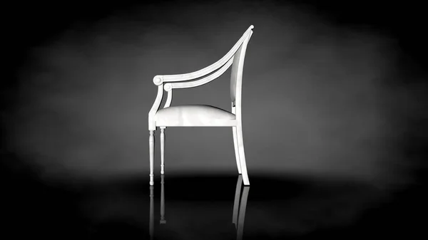 Egy fehér széket a fekete háttér előtt 3D-leképezés — Stock Fotó