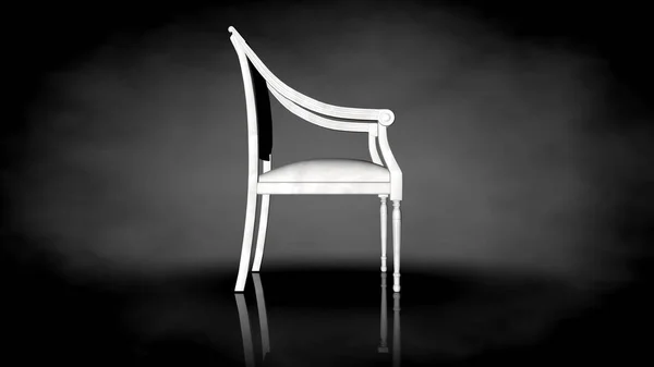 3d rendering of a white chair on a black background — Stock Photo, Image