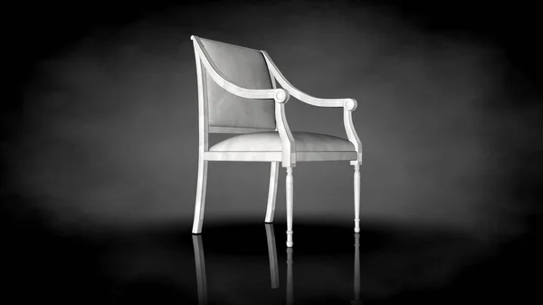 3D-Darstellung eines weißen Stuhls auf schwarzem Hintergrund — Stockfoto