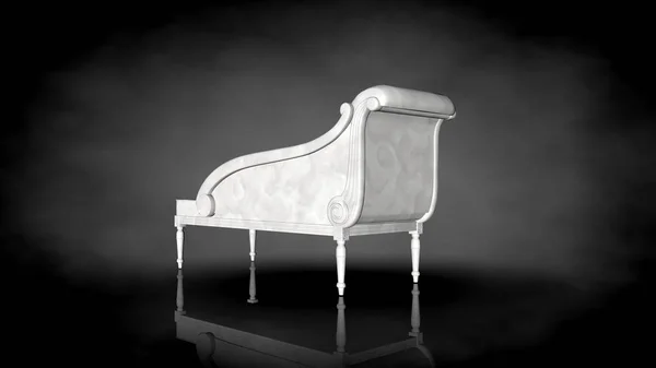 3D візуалізація білого стільця на чорному тлі — стокове фото