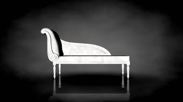 3d rendering of a white chair on a black background — Stock Photo, Image