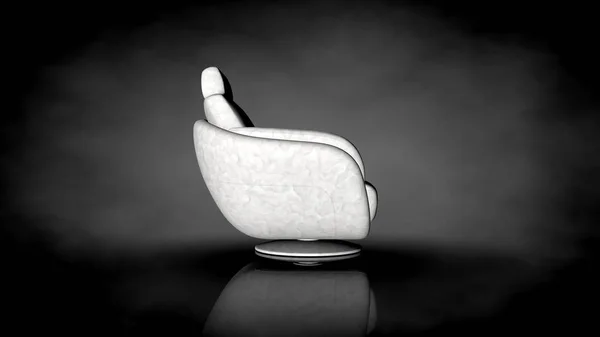 3d renderização de uma cadeira branca em um fundo preto — Fotografia de Stock
