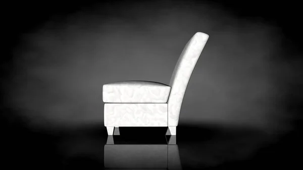 Representación 3d de una silla blanca sobre un fondo negro —  Fotos de Stock
