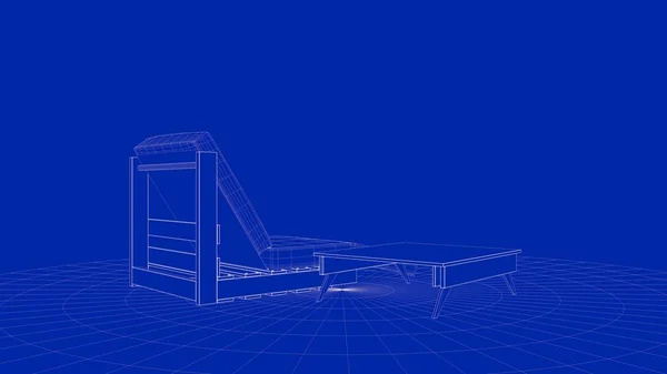 3D-рендеринг контурного объекта кресла — стоковое фото