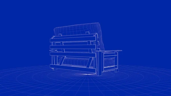 3D-рендеринг контурного объекта кресла — стоковое фото