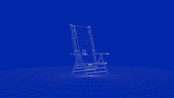 Bir anahat sandalye nesnesinin 3B oluşturma — Stok fotoğraf