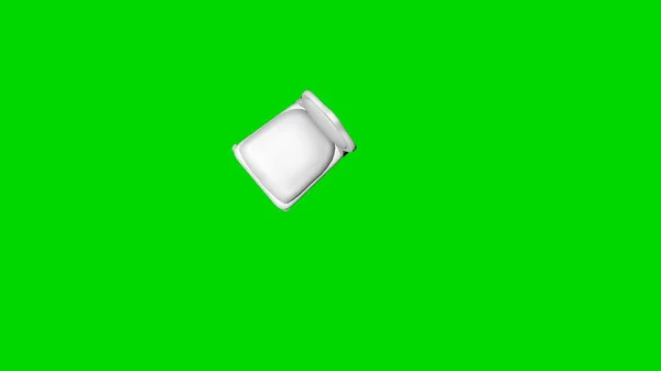 Renderowania 3D białe krzesła na białym tle na zielony widok z góry — Zdjęcie stockowe
