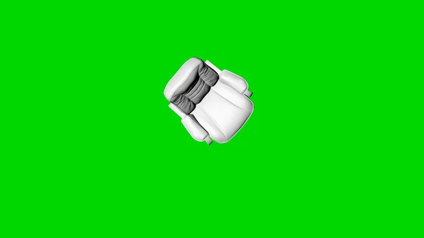 Τρισδιάστατη απεικόνιση του μια λευκή καρέκλα που απομονώνονται σε πράσινο κάτοψη — Φωτογραφία Αρχείου