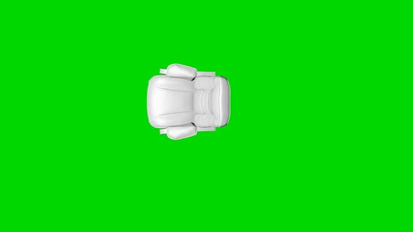 3D-weergave van een witte stoel geïsoleerd op groene bovenaanzicht — Stockfoto
