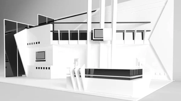 Fehér kreatív kiállítási stand tervezés. Booth sablon. Corporat — Stock Fotó