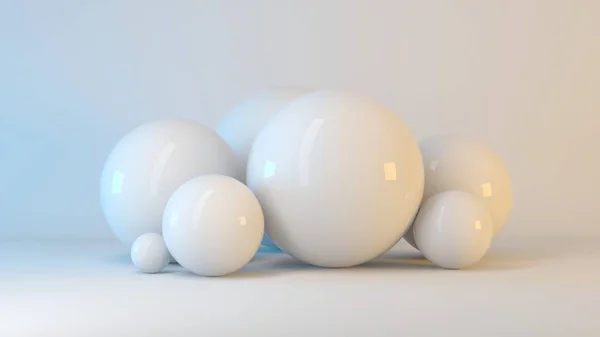 Rendering 3d di palline bianche su uno sfondo — Foto Stock