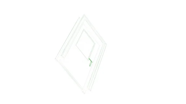 Τρισδιάστατη απεικόνιση του μια πόρτα blueprint απομονωθεί σε λευκό — Φωτογραφία Αρχείου
