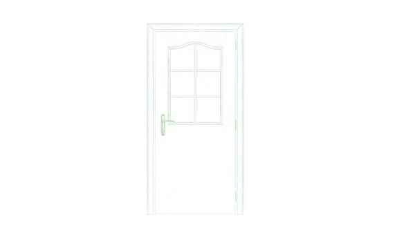 3D-rendering av en blåkopia dörr isolerad på vit — Stockfoto