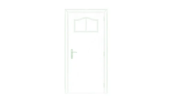 Τρισδιάστατη απεικόνιση του μια πόρτα blueprint απομονωθεί σε λευκό — Φωτογραφία Αρχείου