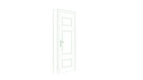 Rendering 3d di una porta cianografica isolata su bianco — Foto Stock
