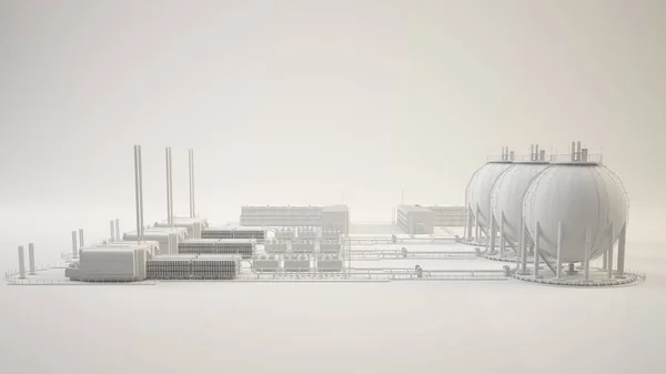 3d rendering of a white industrial city inside a studio — Stock Photo, Image