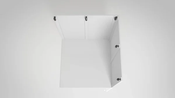 3D representación de un stand de exposición blanco con luz para diferir — Foto de Stock