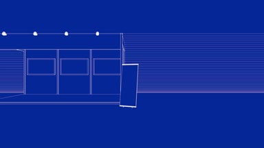 bir studio içinde çizgili bir sergi 3D render