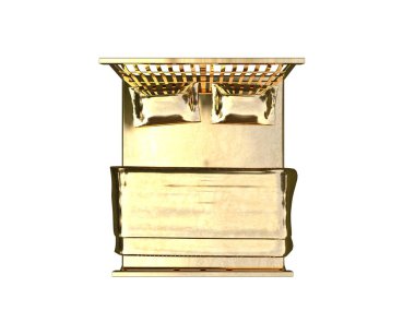 Beyaz bir arka plan üzerinde izole bir altın yatak 3D render