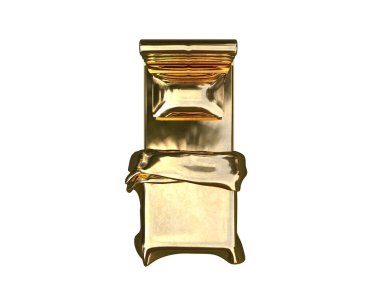 Beyaz bir arka plan üzerinde izole bir altın yatak 3D render