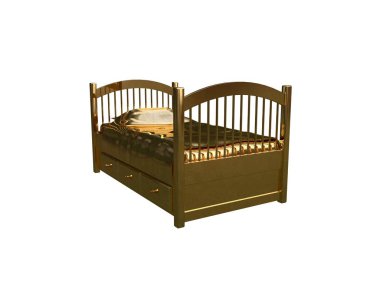 Beyaz bir arka plan üzerinde izole bir altın yatak 3D render