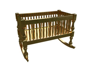 Beyaz bir arka plan üzerinde izole bir altın yatak 3D render