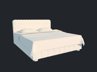 3D render izole bir siyah koyu arka plan üzerine beyaz bir yatak