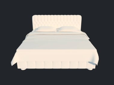 3D render izole bir siyah koyu arka plan üzerine beyaz bir yatak