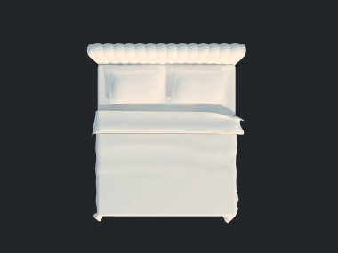 3D render izole bir siyah koyu arka plan üzerine beyaz bir yatak