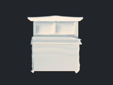 3D render izole bir siyah koyu arka plan üzerine beyaz bir yatak