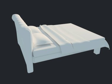 3D render izole bir siyah koyu arka plan üzerine beyaz bir yatak