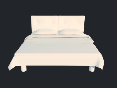 3D render izole bir siyah koyu arka plan üzerine beyaz bir yatak