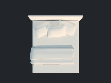 3D render izole bir siyah koyu arka plan üzerine beyaz bir yatak