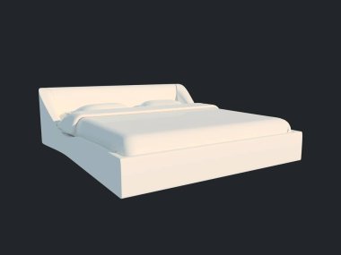 3D render izole bir siyah koyu arka plan üzerine beyaz bir yatak