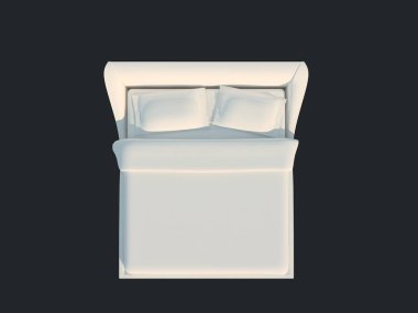 3D render izole bir siyah koyu arka plan üzerine beyaz bir yatak