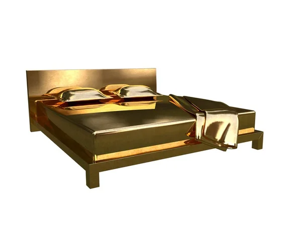 3D vykreslování zlaté lože izolovaných na bílém pozadí — Stock fotografie